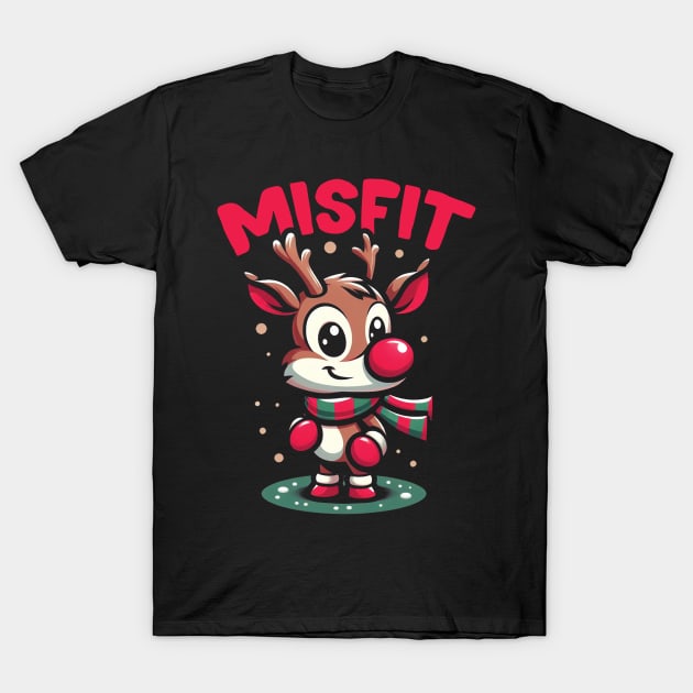 Misfit Reindeer - Rudolph the Red-Nosed T-Shirt by Trendsdk